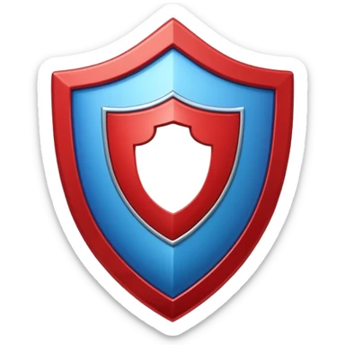 Red and blue shield with white keyhole in the middle  sticker