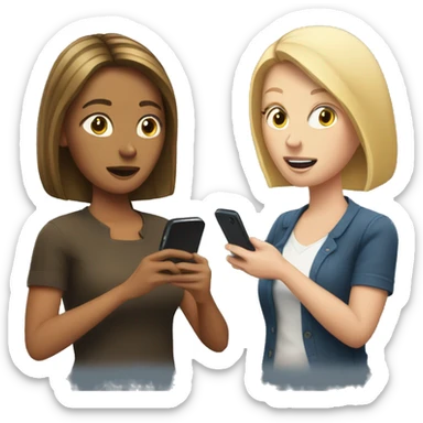 white woman showing her phone to another white woman sticker