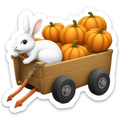 A little cart filled with pumpkins being pulled by a rabbit sticker
