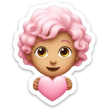 Baby pink heart with cute face  sticker