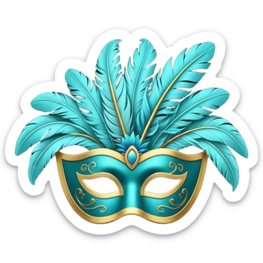 
masquerade mask with feathers sticker