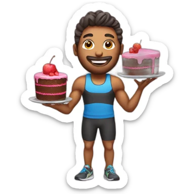 Fitness Trener with cake sticker