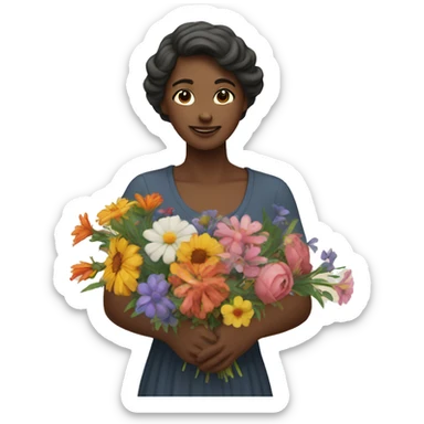 a woman make a Garland of flowers sticker
