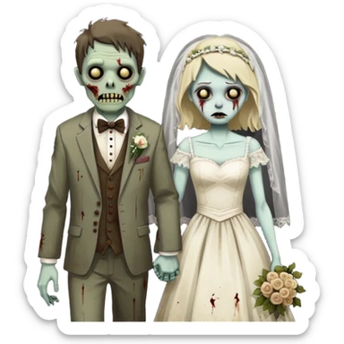 Zombie couple on wedding day sticker