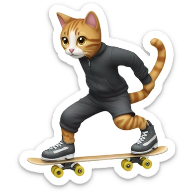 Cat skating sticker