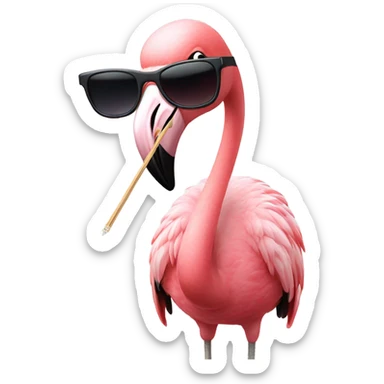 flamingo with a toothpick and sunglasses sticker