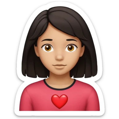 16-year-old teenager, light brown skin, short, slightly wavy black hair, honey-colored eyes Let the shoulders be seen With hearts around sticker