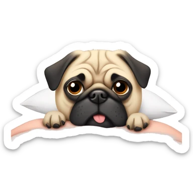 pug tucked in bed sticker
