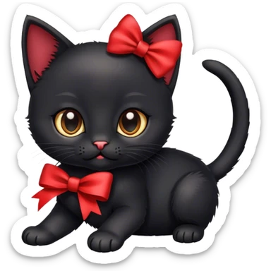 Black kitten with bow sticker