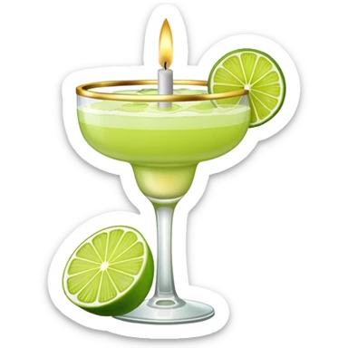 Lime Margarita with a gold birthday candle sticker