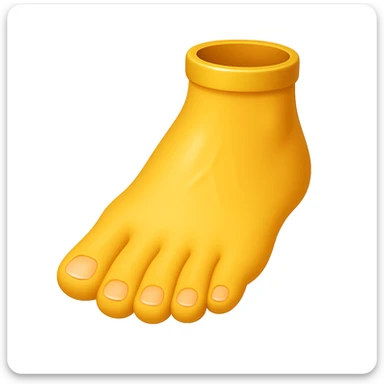 Make the foot emoji closer to the reference image in iOS emoji style. Match the same shape, color, and details with a smooth and shiny classic emoji look. Add a slight blush to the toes. sticker