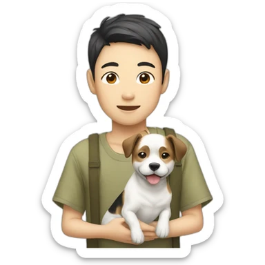 A Japanese boy with dog sticker