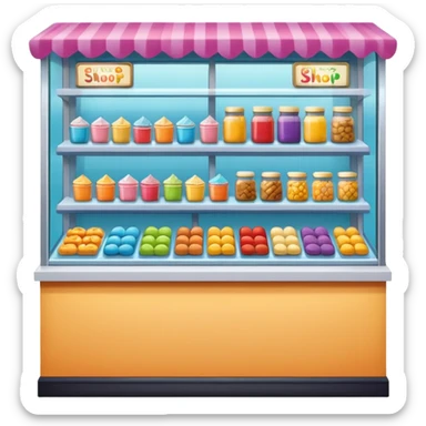 small snack shop, front facing, no text sticker