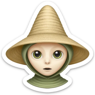 ancient alien with conical hat, white sticker