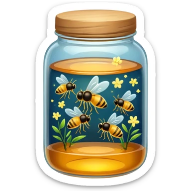 honey jar with trapped fireflies sticker