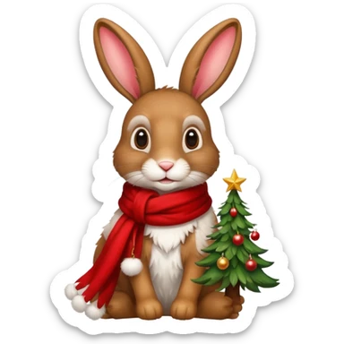 hare with a Christmas tree sticker