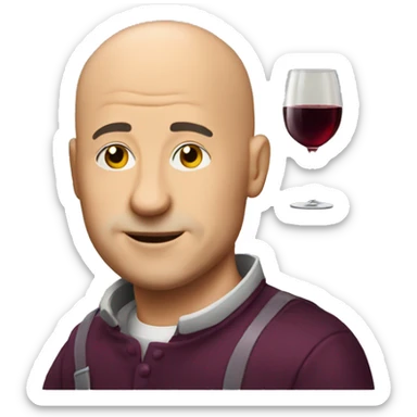  bald man with wine sticker