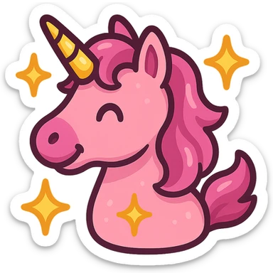 pink unicorn emoji, magical and playful sticker