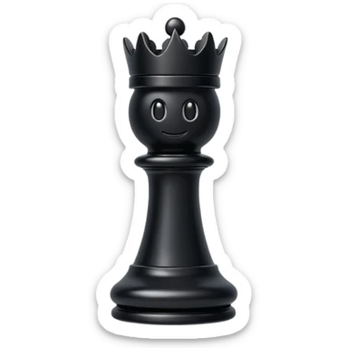 Apple emoji style black rook chess piece, castle-like, crenellated top sticker
