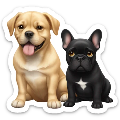 Black frenchie and golden retriever  sticker
