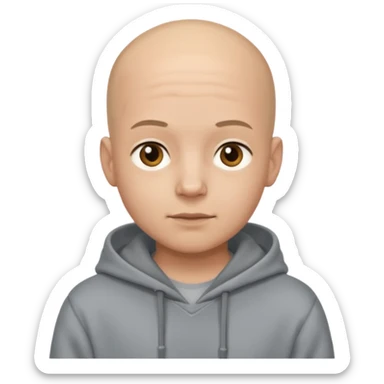 Bald boy in hoody sticker