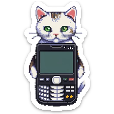 cat with nokia n73 phone sticker