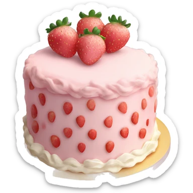 Light Pink strawberries and cream birthday cake  sticker
