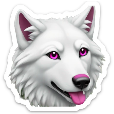 white wolf with dark pink eyes around money sticker