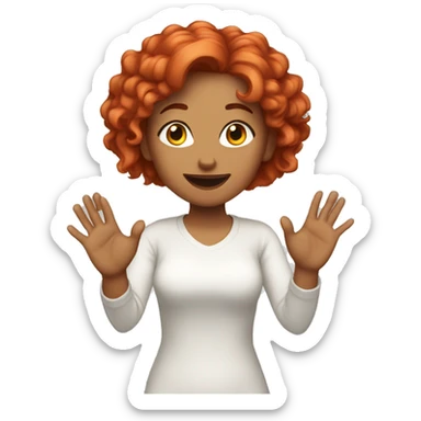 🤷‍♀️ woman throws up her hands, red hair, light skin, white background sticker