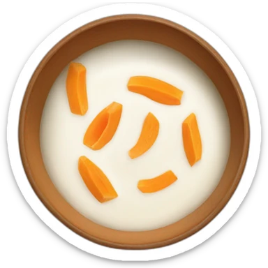 papaya sliced white milk powder on a bowl sticker