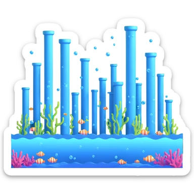 glowing underwater city with pillars and bubbles sticker