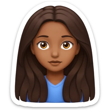 Girl with brown skin, brown dark eyes and brown dark long hair  sticker