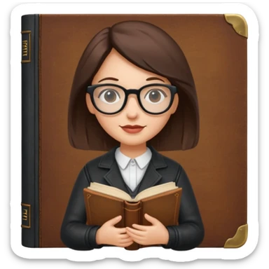 Book Collector — woman + old tome + glasses sticker
