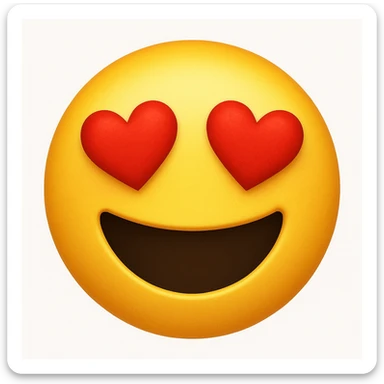 yellow emoji face, heart eyes, joyful sticker