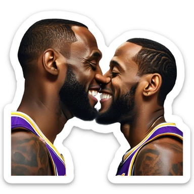 Lebron James smooching Kendrick Lamar’s face sticker