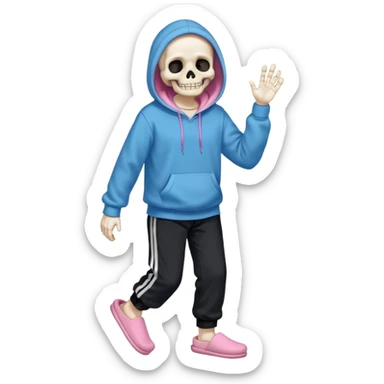 Sans The Skeleton, Blue Hoodie, Grin, Pink Slippers, Black Pants sticker