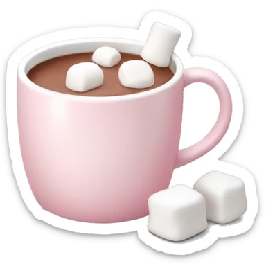 Light Pink mug of hot chocolate with marshmallows  sticker