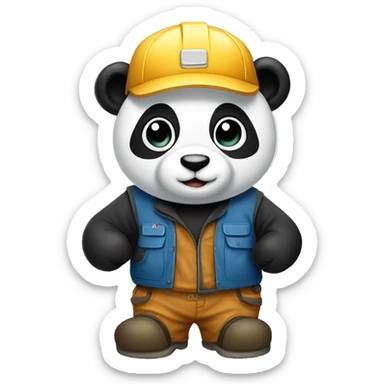 Panda wearing carpenter wear sticker