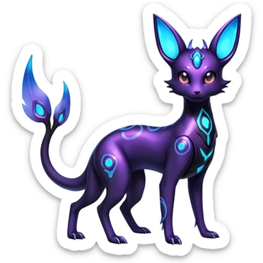 Shiny Ethereal Celestial Futuristic Modern Cyber-Salandit-Umbreon-Espeon-Hybrid (Full body) sticker