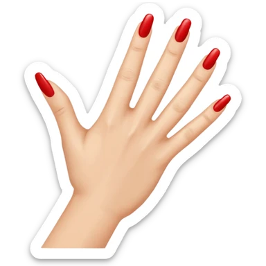 Side view of a hand with the index finger and thumb touching together as if clapping. The fingernails are long and painted. sticker