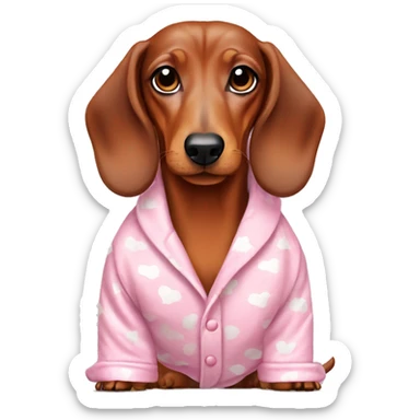 dachshund dog in light pink pajamas sticker