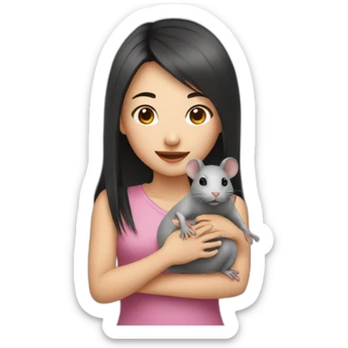 Asian girl with rat sticker