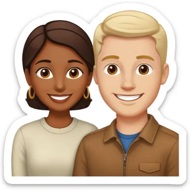 Brown wife and white husband sticker