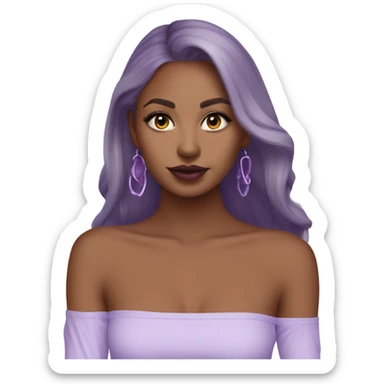 Realistic Lilac off shoulder Long sleeve flowy crop top, isolated sticker