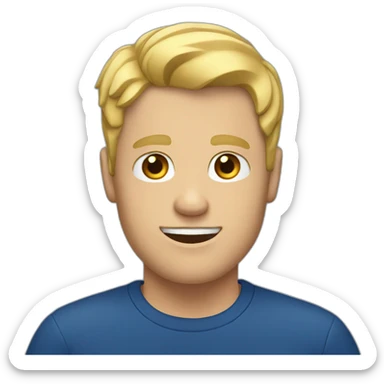white guy with blond hair in a dark blue T-shirt sticker