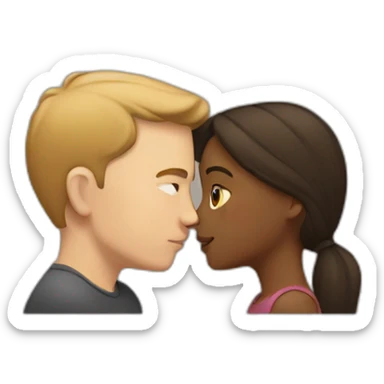 white guy kissing a slight brown girl sticker