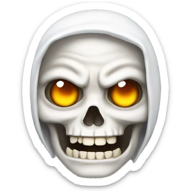 Skull with white hair and eye lids big with great teeth and eyes very hooded sticker