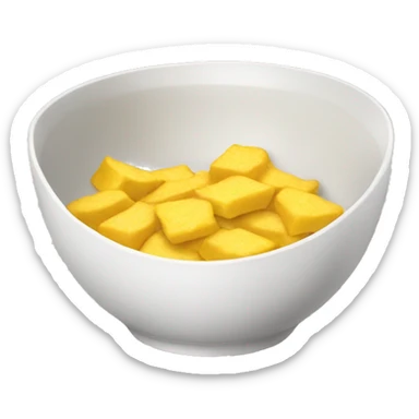 a white bowl filled with yellow flat crips  sticker