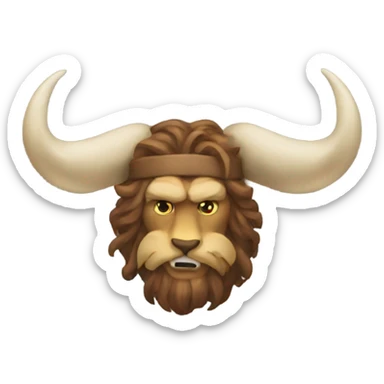 Viking horns poking lion sticker