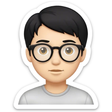 Boy with black hair and glasses sticker